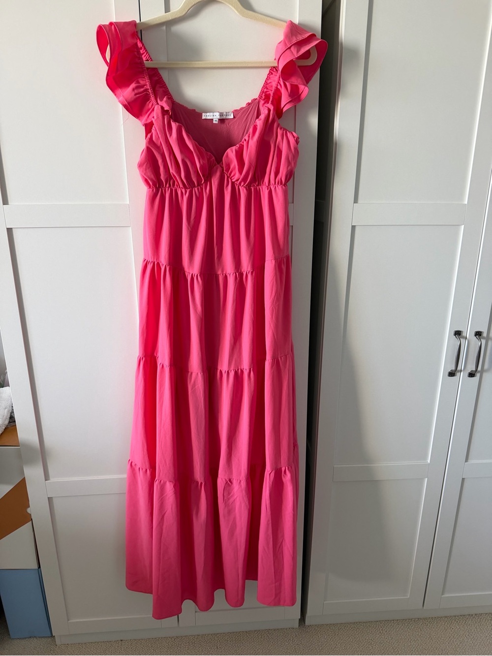 Bright Pink Ruffled Tiered Maxi Dress